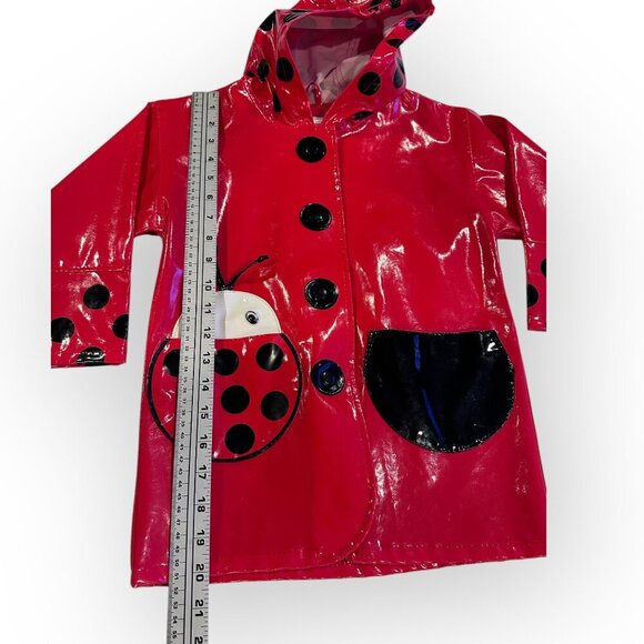 Kidorable Kids Ladybug Raincoat Hooded Jacket Red Black Polka Dot Size Girls 4T - Picture 11 of 16